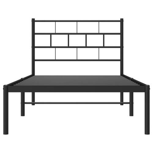 Sengeramme med sengegavl 75x190 cm metal sort