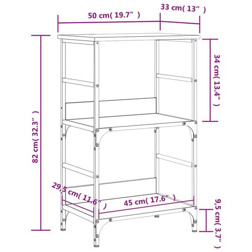 Bogreol 50x33x82 cm konstrueret træ sort