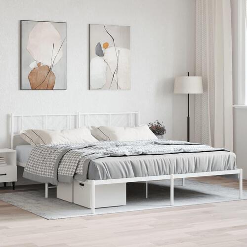 Sengeramme med sengegavl 183x213 cm metal hvid