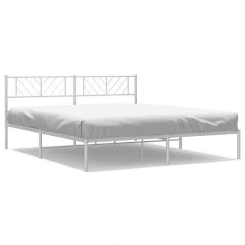 Sengeramme med sengegavl i metal - 183 x 213 cm, hvid