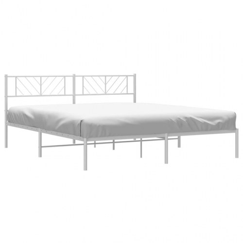 Sengeramme med sengegavl i metal - 183 x 213 cm, hvid