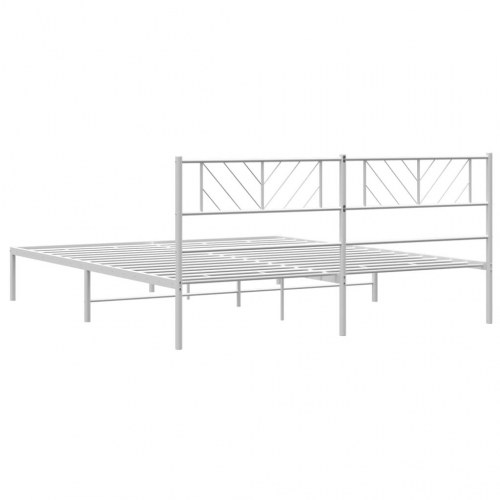 Sengeramme med sengegavl i metal - 183 x 213 cm, hvid