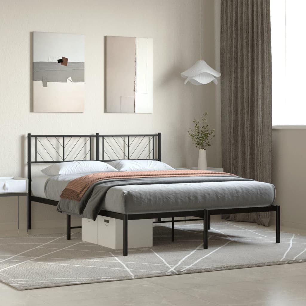 Sengeramme med sengegavl 160x200 cm metal sort