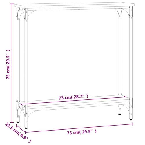 Konsolbord 75x22,5x75 cm konstrueret træ sonoma-eg