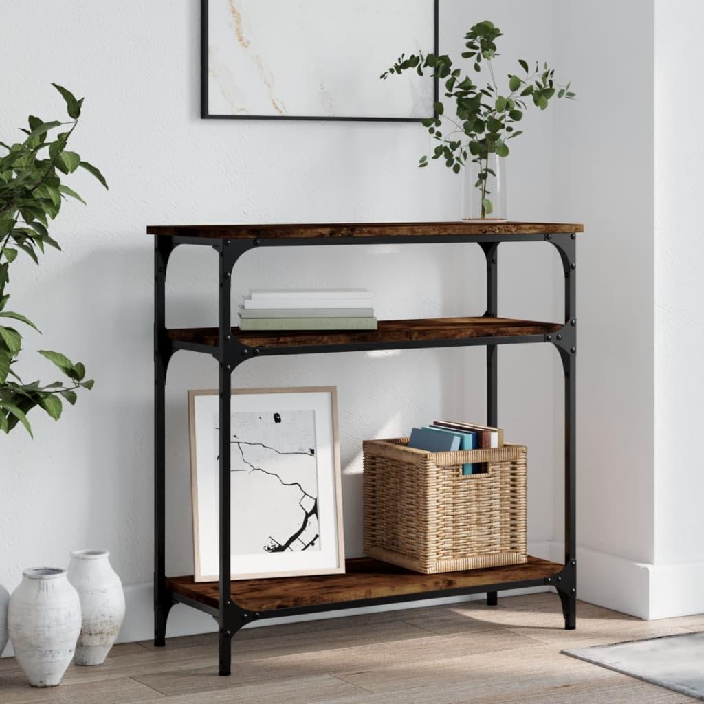 Konsolbord 75x29x75 cm konstrueret træ røget egetræsfarve