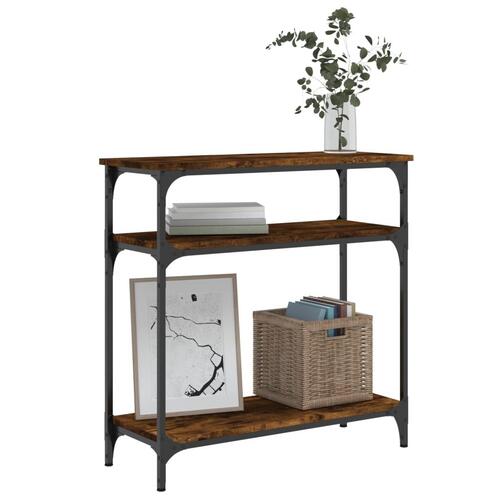 Konsolbord 75x29x75 cm konstrueret træ røget egetræsfarve