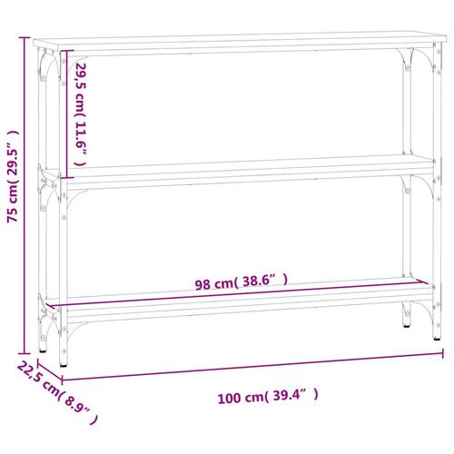 Konsolbord 100x22,5x75 cm konstrueret træ grå sonoma-eg