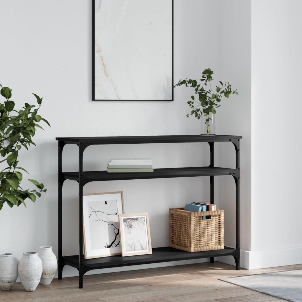 Konsolbord 100x29x75 cm konstrueret træ sort