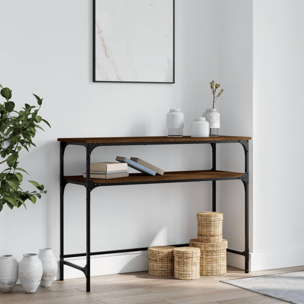 Konsolbord 100x35,5x75 cm konstrueret træ brunt egetræ