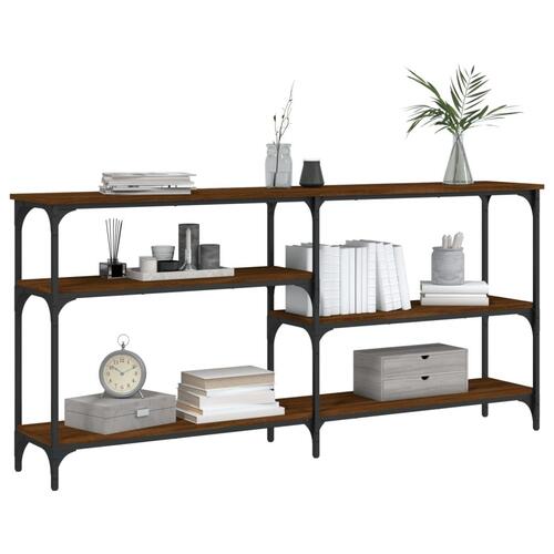 Konsolbord 160x29x75 cm konstrueret træ brun egetræ