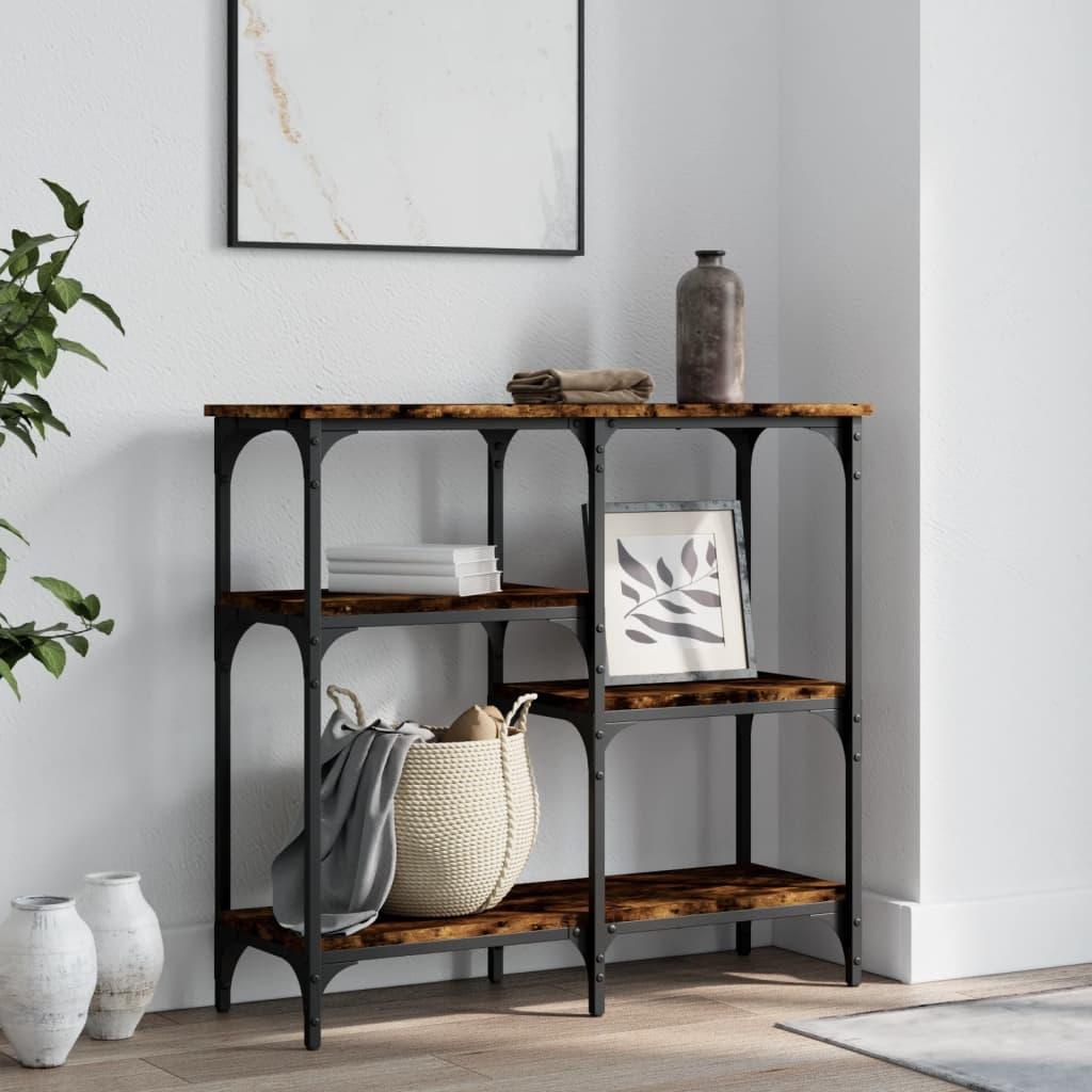 Konsolbord 80x29x75 cm konstrueret træ røget egetræsfarve