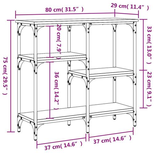 Konsolbord 80x29x75 cm konstrueret træ røget egetræsfarve