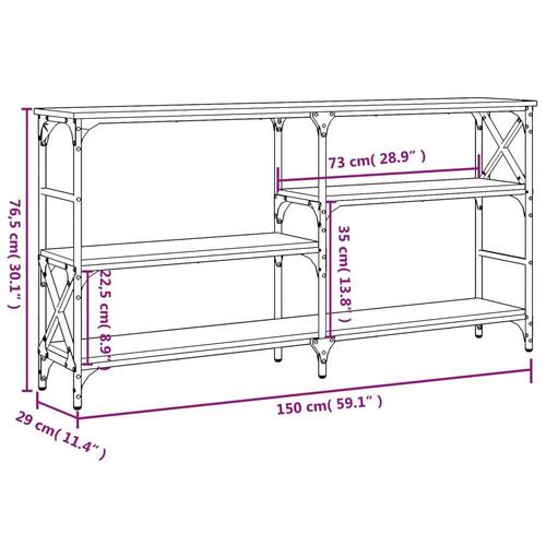 Konsolbord 150x29x76,5 cm konstrueret træ brun egetræsfarve