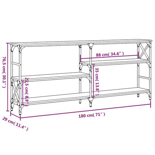 Konsolbord 180x29x76,5 cm konstrueret træ brun egetræ