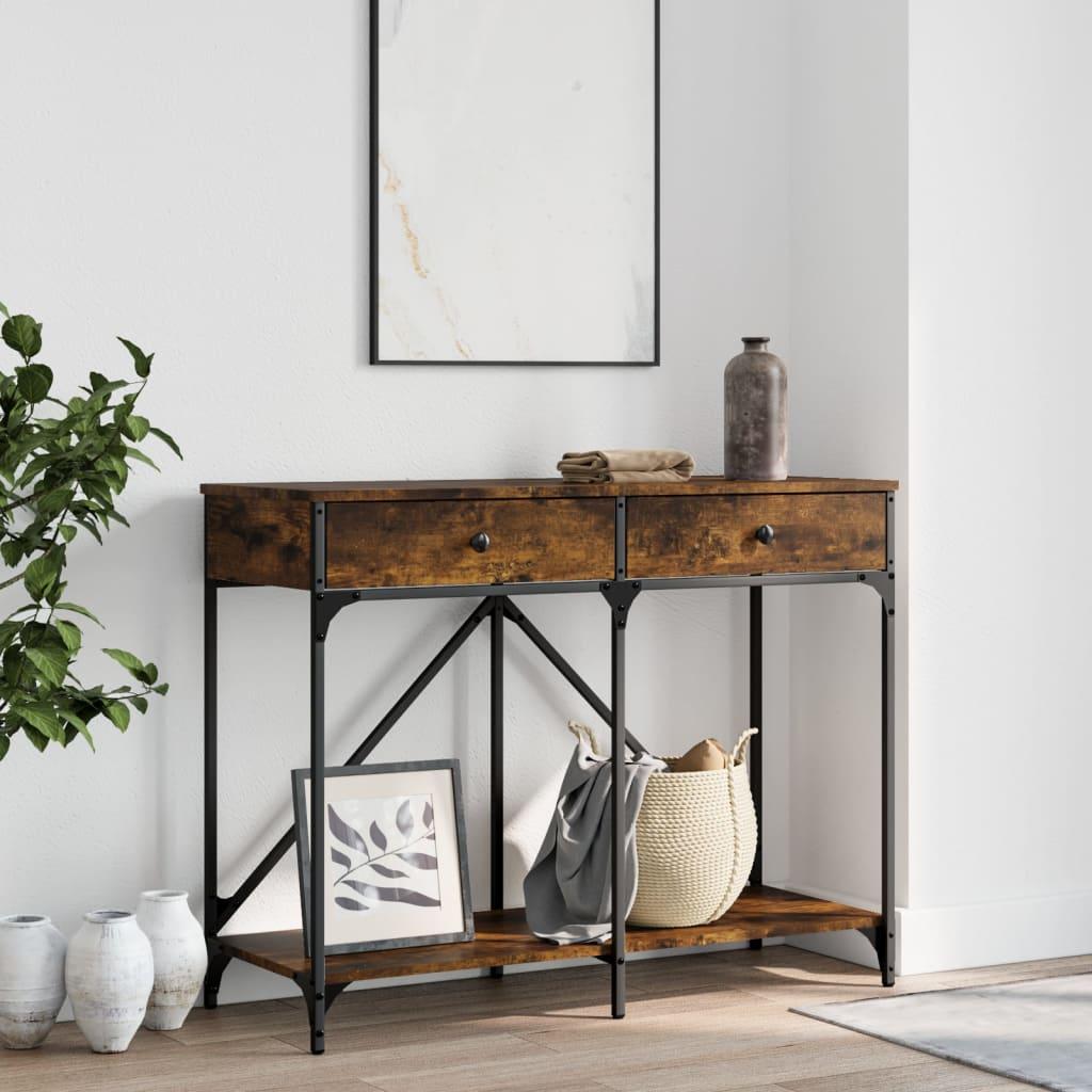 Konsolbord 100x39x78,5 cm konstrueret træ røget egetræsfarve