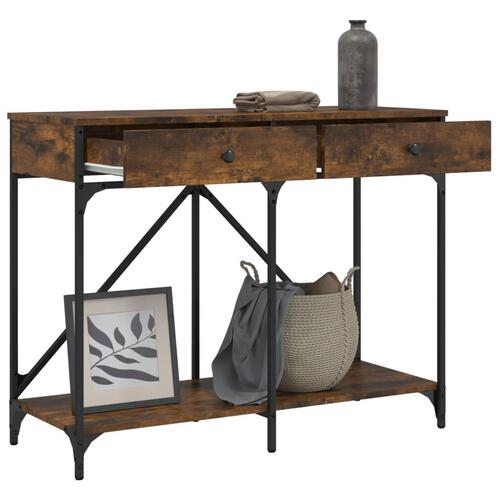 Konsolbord 100x39x78,5 cm konstrueret træ røget egetræsfarve