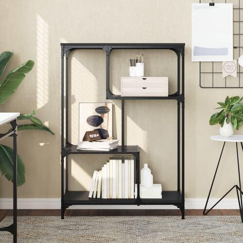 Bogreol 81x36x115 cm konstrueret træ og jern sort