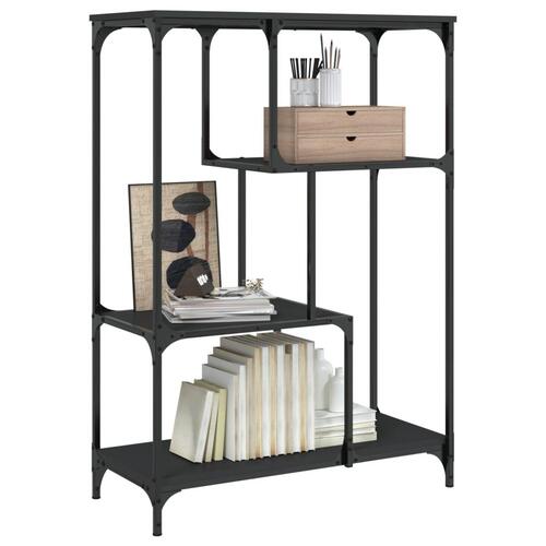 Bogreol 81x36x115 cm konstrueret træ og jern sort
