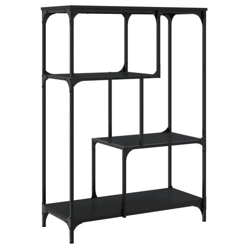 Bogreol 81x36x115 cm konstrueret træ og jern sort