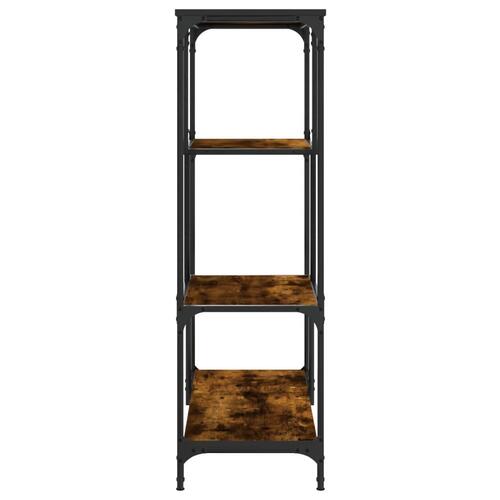 Bogreol 81x36x115 cm konstrueret træ og jern røget egetræsfarve