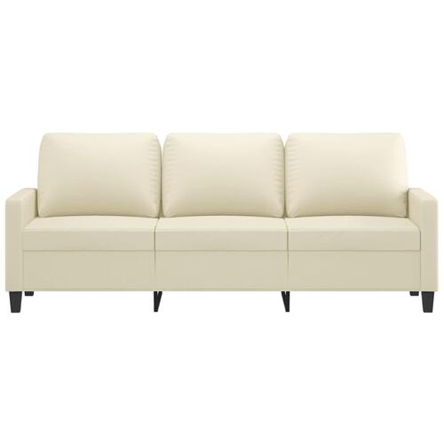 3-personers sofa 180 cm kunstlæder cremefarvet