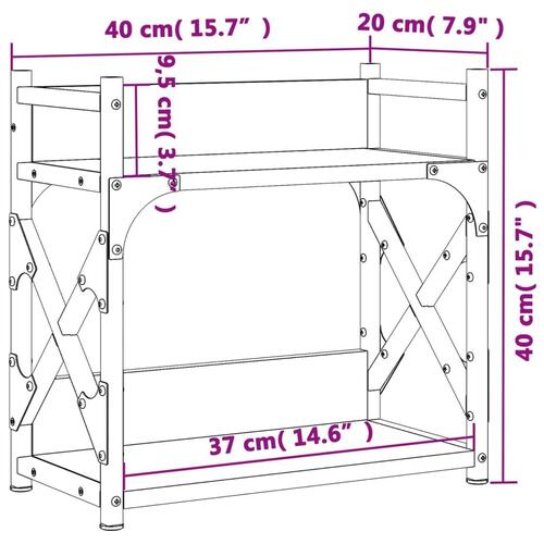 Printerstativ 40x20x40 cm 2 hylder konstrueret træ sort