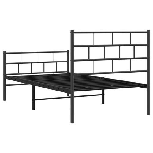 Sengeramme med sengegavl og fodgærde 80x200 cm metal sort