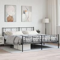 Sengeramme med sengegavl og fodgærde 200x200 cm metal sort