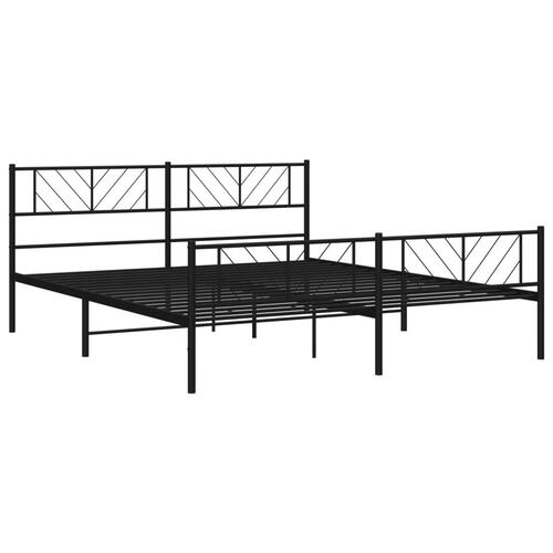 Sengeramme med sengegavl og fodgærde 200x200 cm metal sort