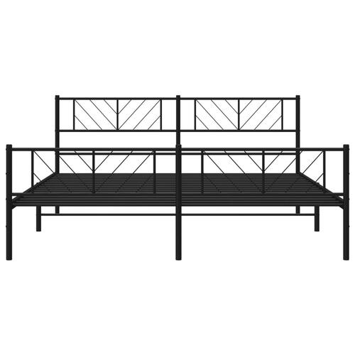 Sengeramme med sengegavl og fodgærde 200x200 cm metal sort