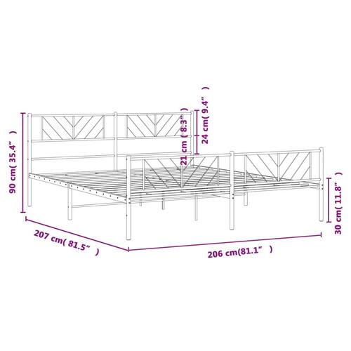 Sengeramme med sengegavl og fodgærde 200x200 cm metal sort