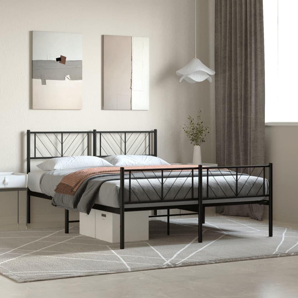Sengeramme med sengegavl og fodgærde 120x190 cm metal sort