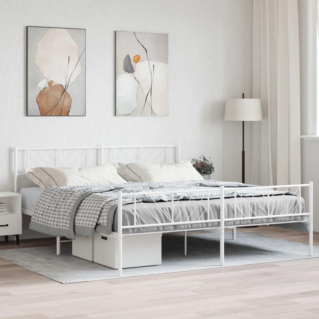 Sengeramme med sengegavl og fodgærde 180x200 cm metal hvid