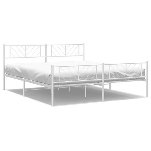 Sengeramme med sengegavl og fodgærde 180x200 cm metal hvid