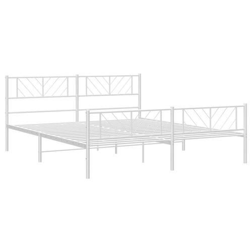Sengeramme med sengegavl og fodgærde 180x200 cm metal hvid