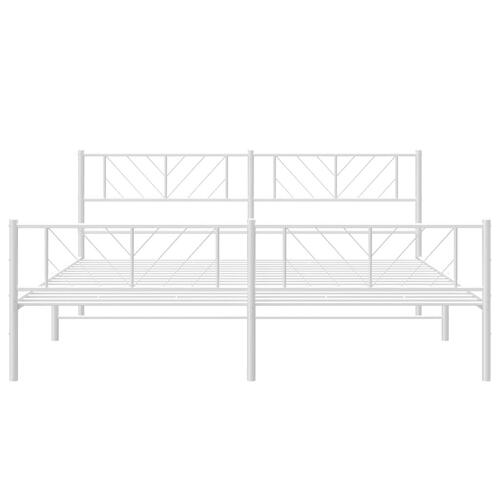 Sengeramme med sengegavl og fodgærde 180x200 cm metal hvid