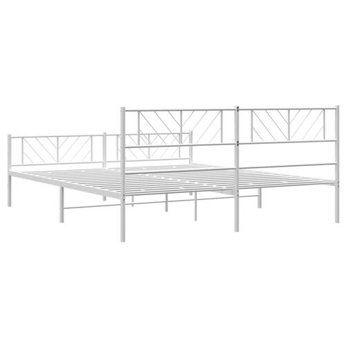 Sengeramme med sengegavl og fodgærde 180x200 cm metal hvid