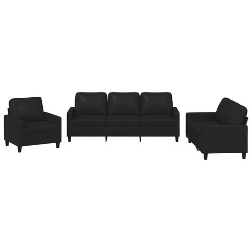 3 personers sofa med hynder kunstlæder sort