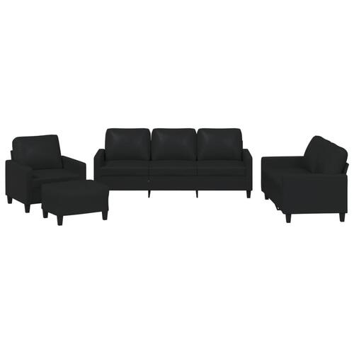 Sofasæt 4 dele med hynder kunstlæder sort