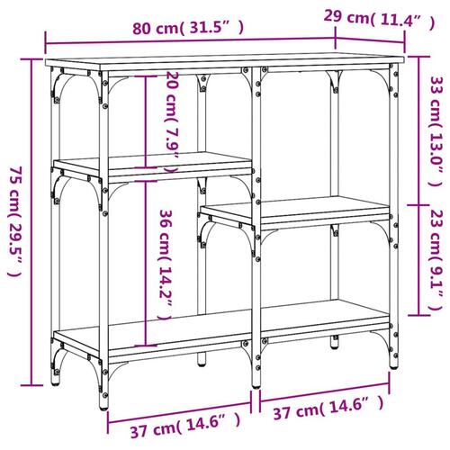Konsolbord 80x29x75 cm konstrueret træ sort