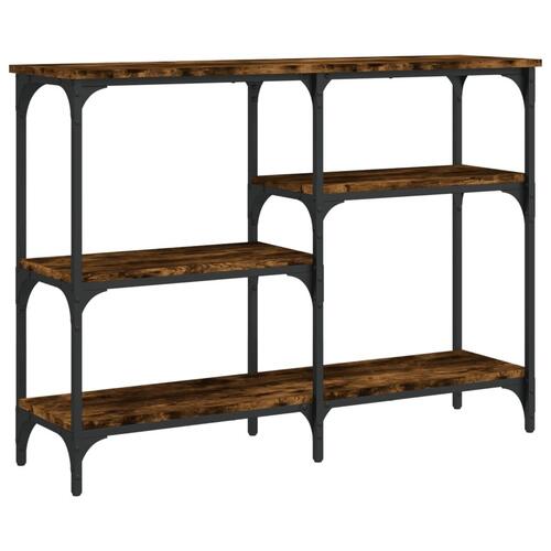 Konsolbord 102x29x75 cm konstrueret træ røget egetræsfarve