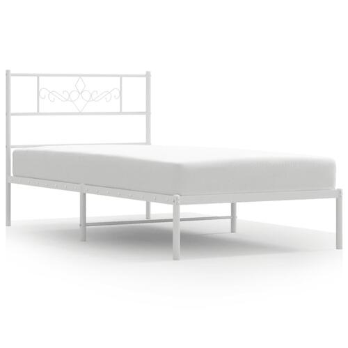 Sengeramme med sengegavl 90x200 cm metal hvid