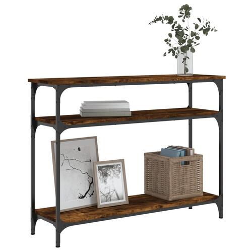 Konsolbord 100x29x75 cm konstrueret træ røget egetræsfarve