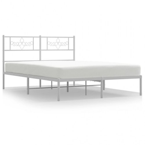 Sengeramme med sengegavl 120x200 cm - metal, hvid