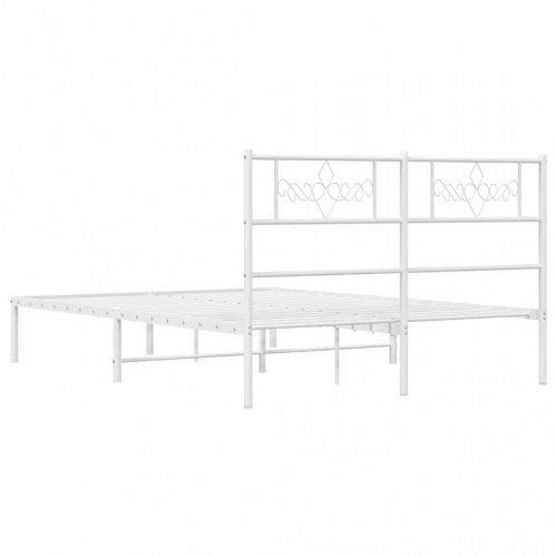 Sengeramme med sengegavl 120x200 cm - metal, hvid