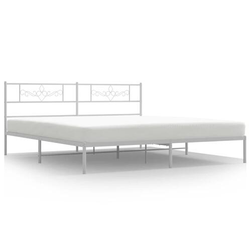Sengeramme med sengegavl 200x200 cm metal hvid