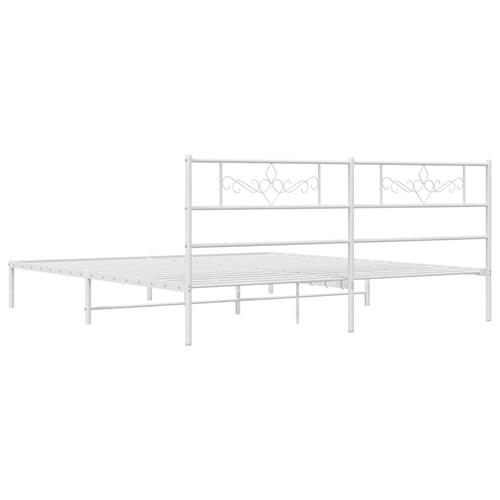 Sengeramme med sengegavl 200x200 cm metal hvid