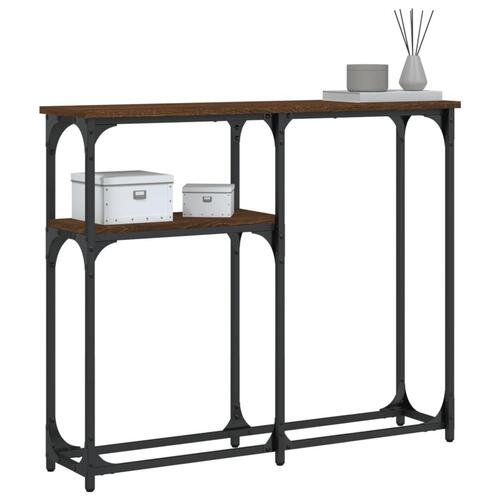 Konsolbord 90x22,5x75 cm konstrueret træ brunt egetræ