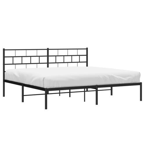 Sengeramme med sengegavl 200x200 cm metal sort