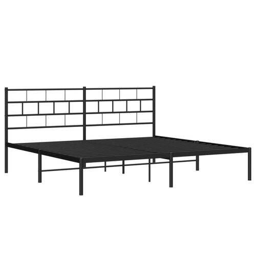 Sengeramme med sengegavl 200x200 cm metal sort